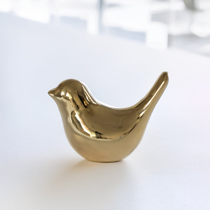 Ceramic Gold Bird Figurine Accent Table Decor 4x2x3 Jewelry Holder Ornament Image 7