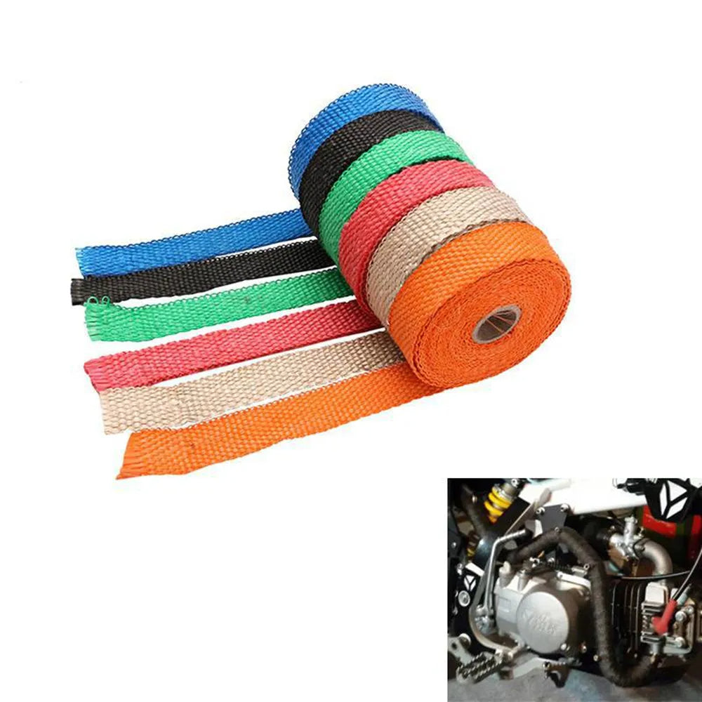 QIYOU 5m Car Exhaust Pipe Wrap Insulation Glass Fiber Heat Shield High Temp Roll Image 1