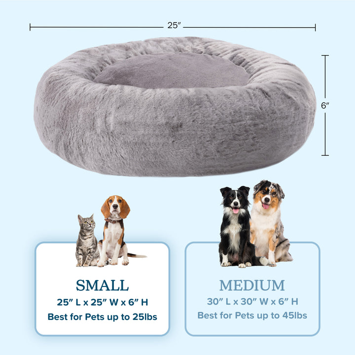 PETMAKER 25in Donut Dog Bed for Small Pets Mixed Memory Foam with faux Cover Image 7