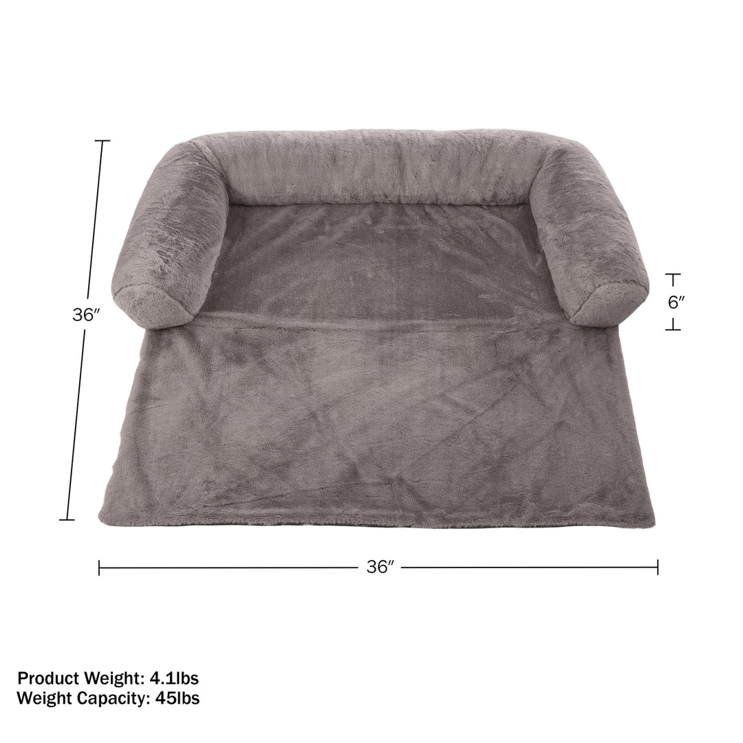 PETMAKER Plush Dog Bed 36in Gray Couch Protector Memory Foam for Pets 45lbs Image 11