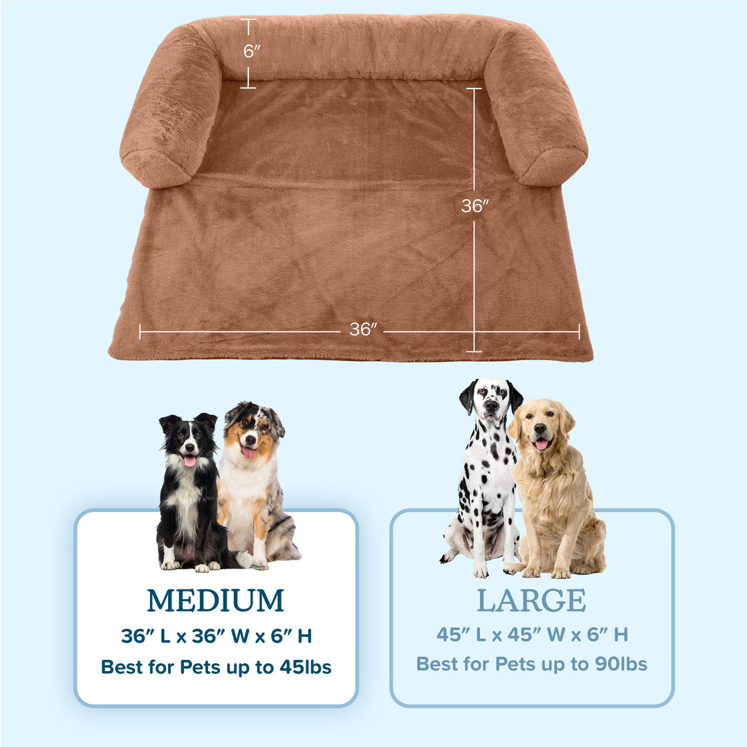 PETMAKER 36in Plush Dog Bed Couch Protector with Bolster for Pets up to 45lbs Image 3