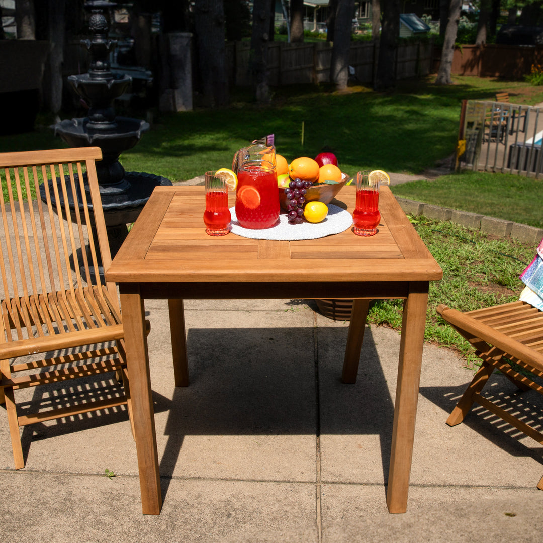 Sunnydaze 31.5 in Solid Teak Square Patio Dining Image 5