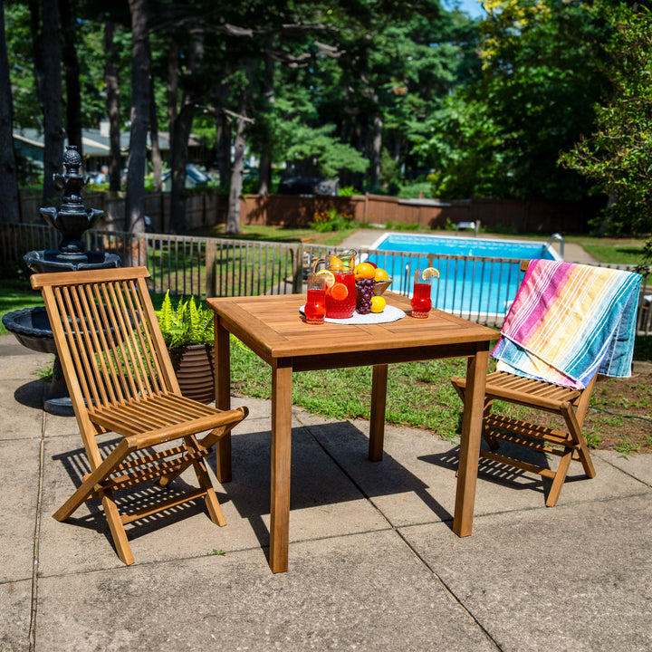 Sunnydaze 31.5 in Solid Teak Square Patio Dining Image 3