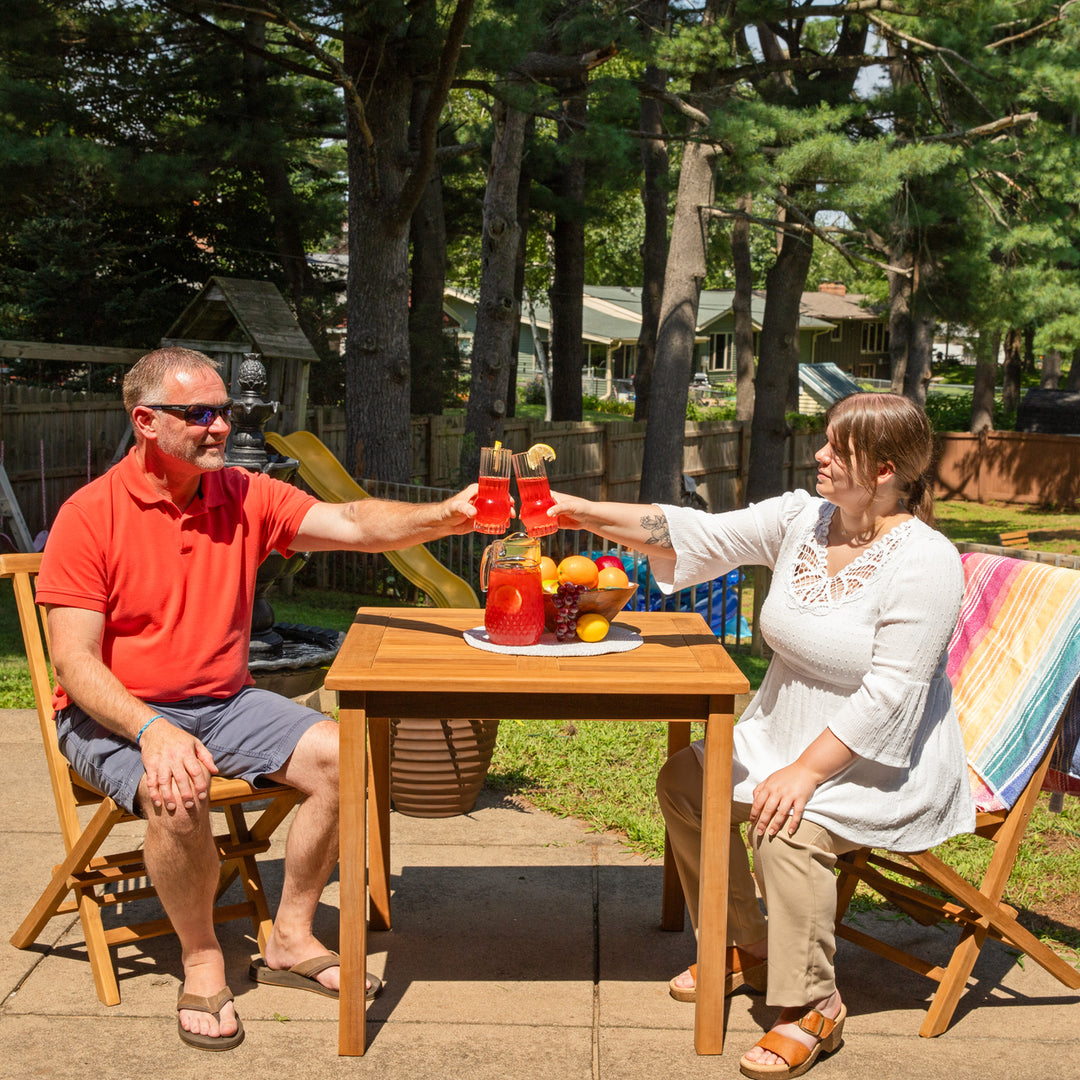 Sunnydaze 31.5 in Solid Teak Square Patio Dining Image 7