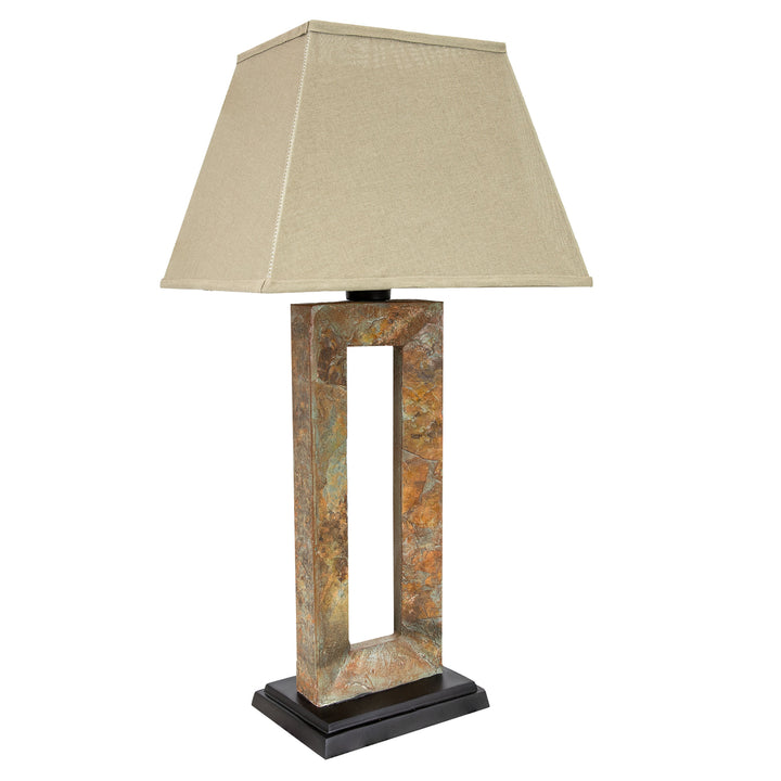 Sunnydaze Open Rectangle Slate Outdoor Table Lamp - 31" H Image 1