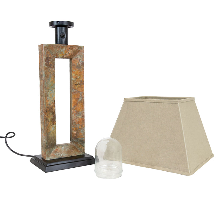 Sunnydaze Open Rectangle Slate Outdoor Table Lamp - 31" H Image 4