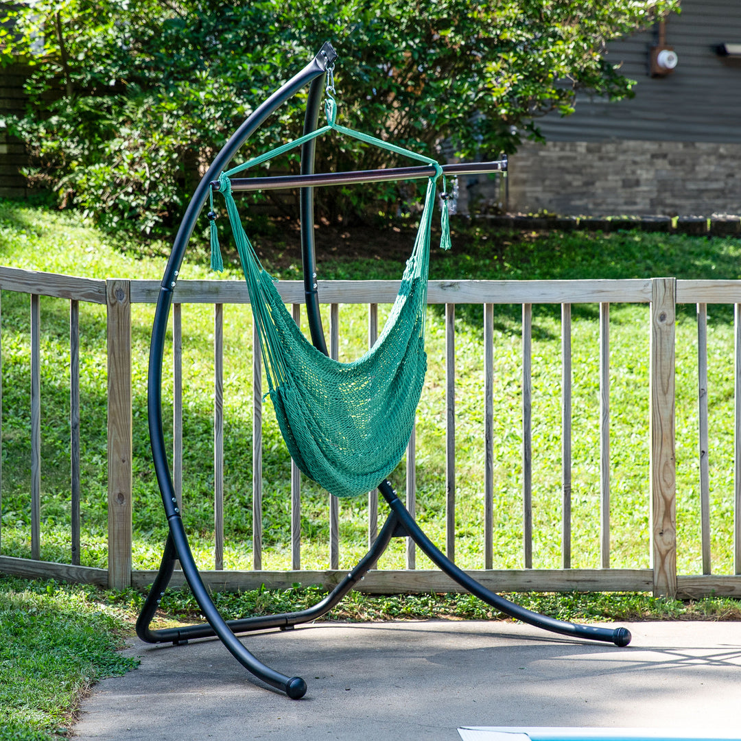 Sunnydaze Extra Large Polyester Rope Hammock Chair and Spreader Bar - Green Image 3