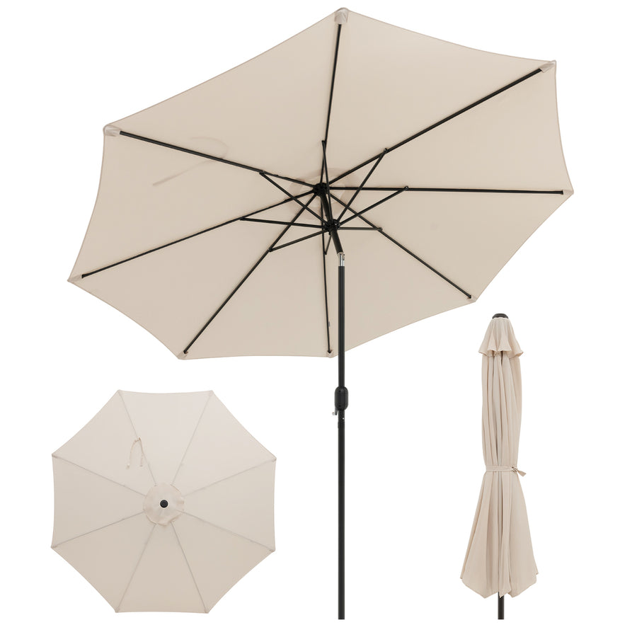 10FT Patio Umbrella 6 Ribs Market Steel Tilt W/Crank Outdoor Garden Beige Image 1