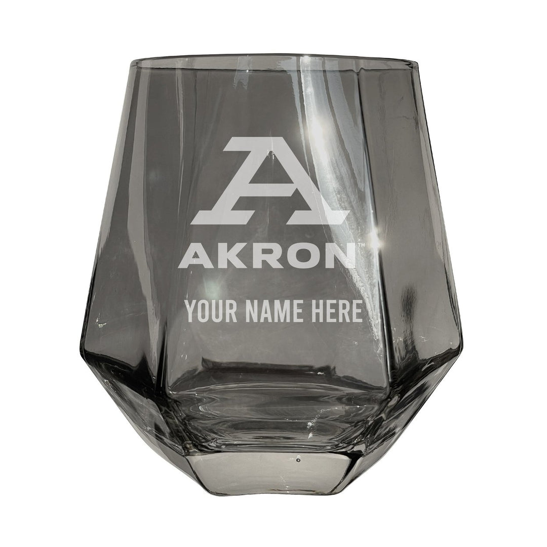 Akron Zips Customizable Stemless Diamond Wine Glass Engraved 10 oz Officially Licensed Collegiate Product Image 1