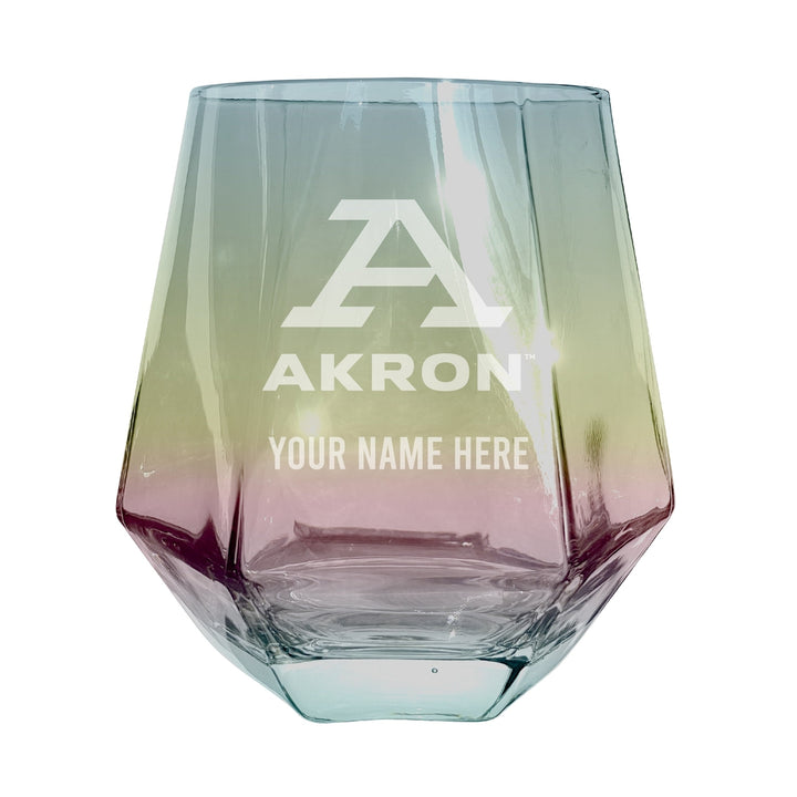 Akron Zips Customizable Stemless Diamond Wine Glass Engraved 10 oz Officially Licensed Collegiate Product Image 3