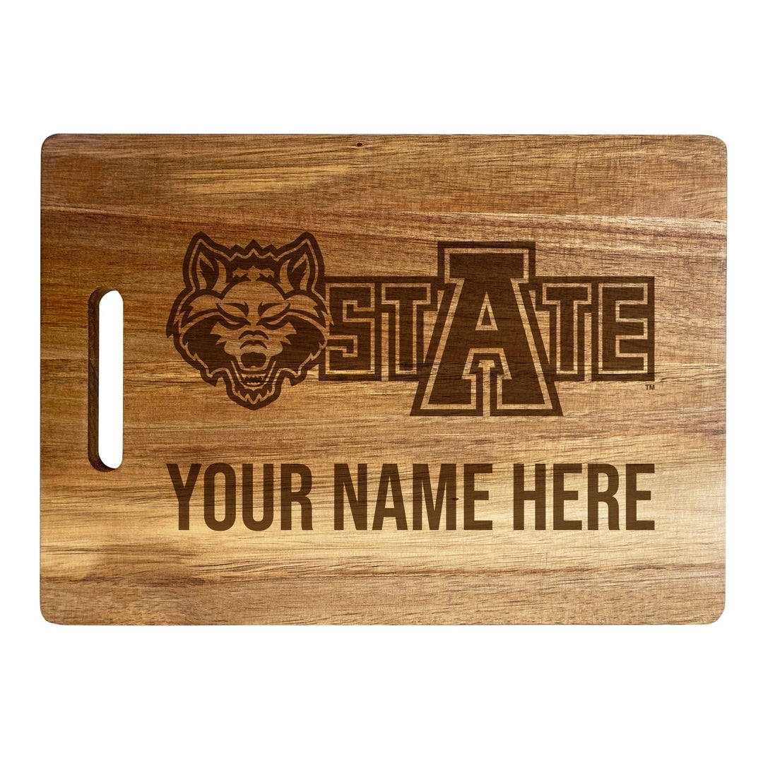 Arkansas State Customizable Engraved Wooden Cutting Board 10" x 14" Acacia Wood Officially Licensed Collegiate Product Image 1