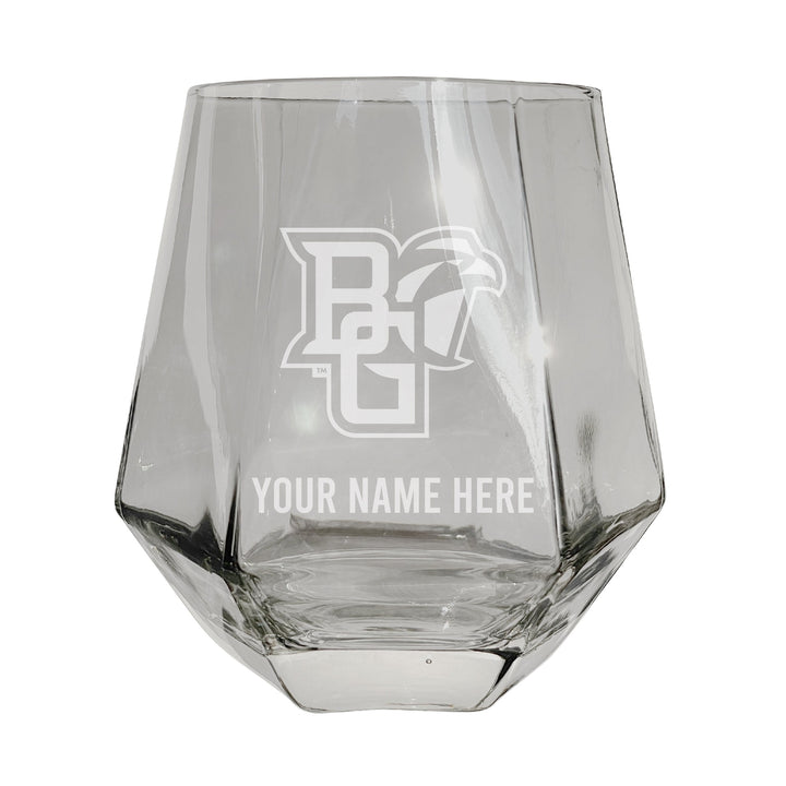 Bowling Green Falcons Customizable Stemless Diamond Wine Glass Engraved 10 oz Officially Licensed Collegiate Product Image 1