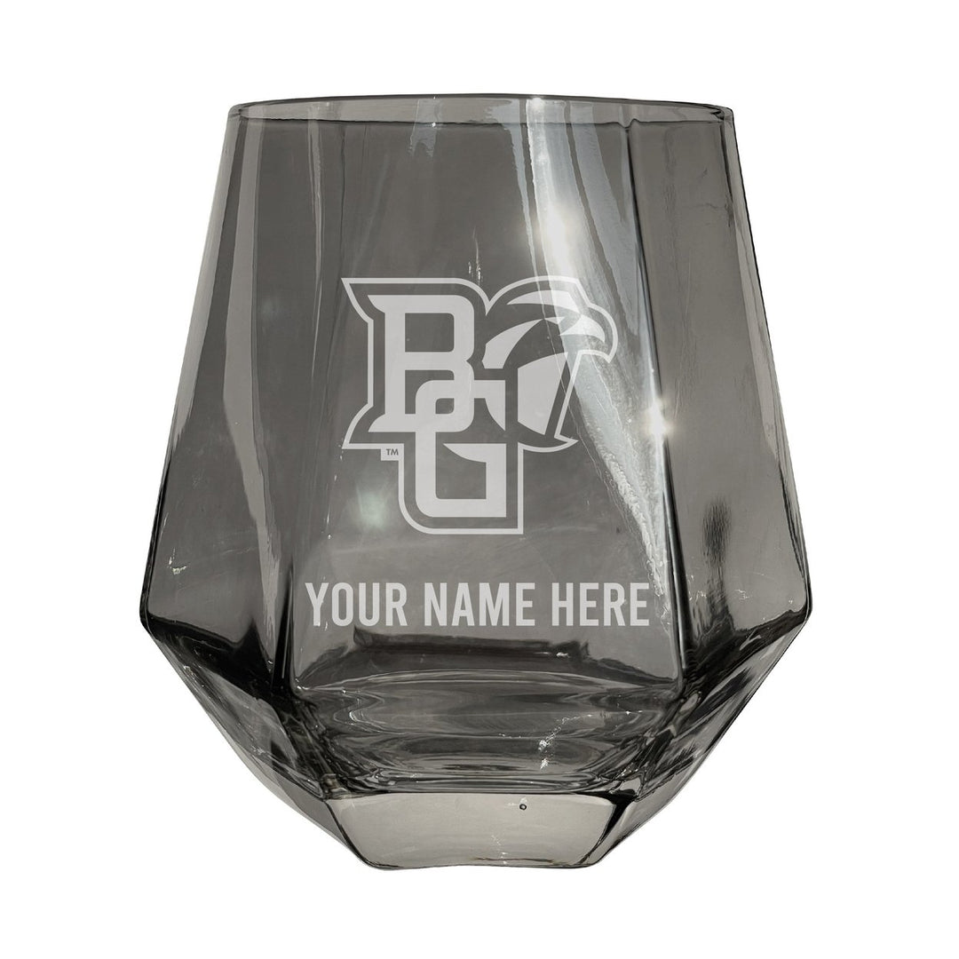 Bowling Green Falcons Customizable Stemless Diamond Wine Glass Engraved 10 oz Officially Licensed Collegiate Product Image 1