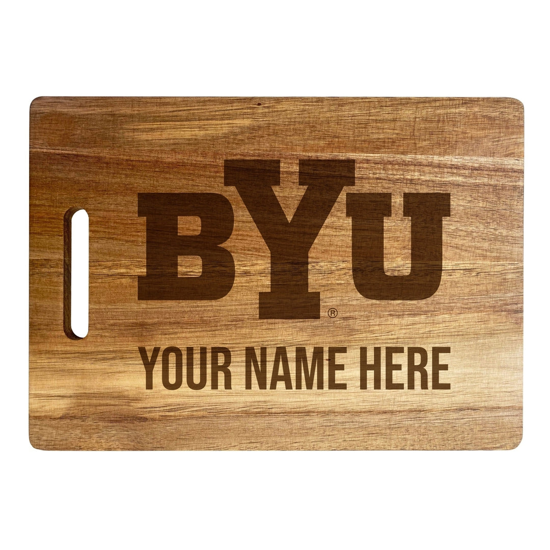 Brigham Young Cougars Customizable Engraved Wooden Cutting Board 10" x 14" Acacia Wood Officially Licensed Collegiate Image 2