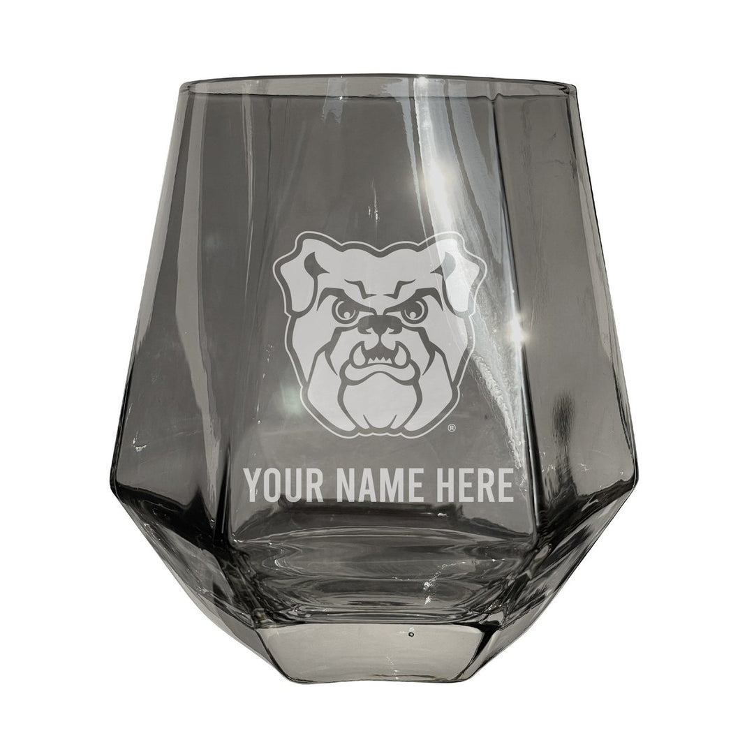 Butler Bulldogs Customizable Stemless Diamond Wine Glass Engraved 10 oz Officially Licensed Collegiate Product Image 1