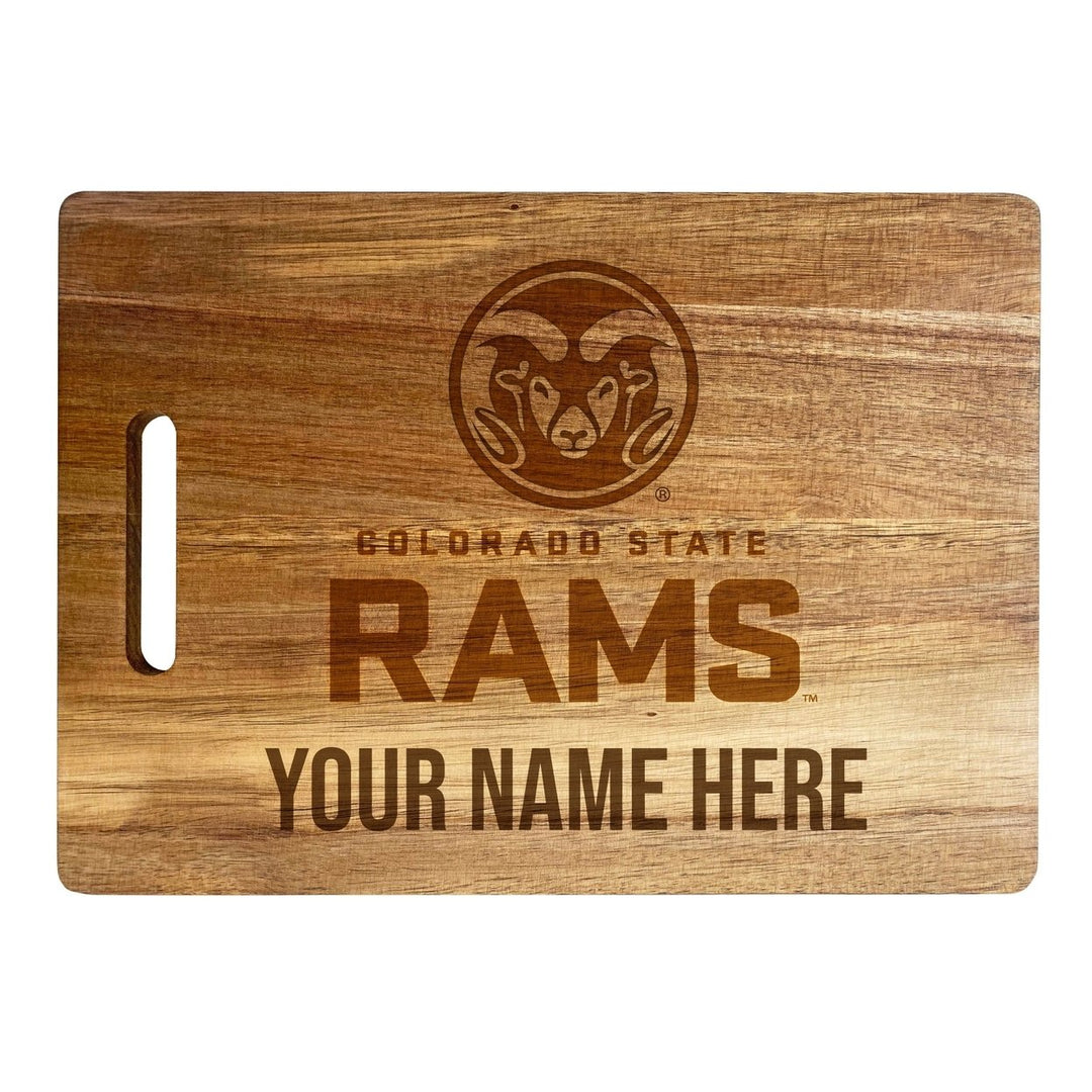 Colorado State Rams Customizable Engraved Wooden Cutting Board 10" x 14" Acacia Wood Officially Licensed Collegiate Image 1