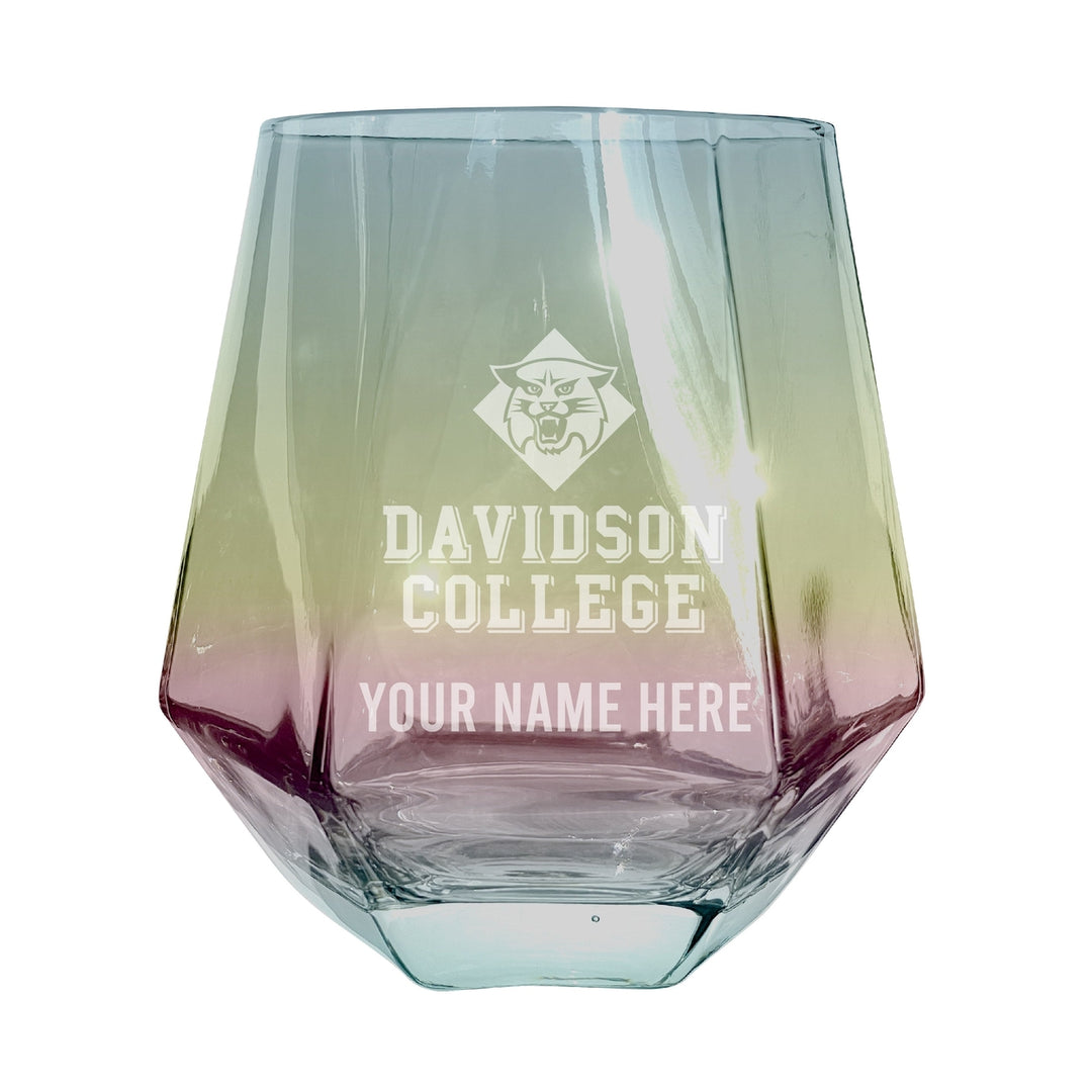 Davidson College Customizable Stemless Diamond Wine Glass Engraved 10 oz Officially Licensed Collegiate Product Image 1