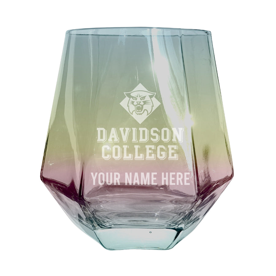 Davidson College Customizable Stemless Diamond Wine Glass Engraved 10 oz Officially Licensed Collegiate Product Image 1