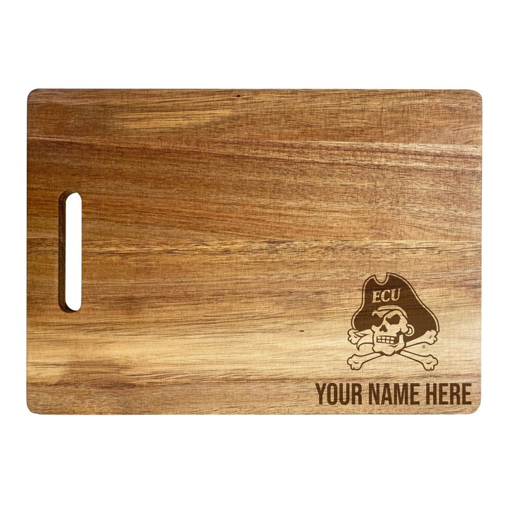 East Carolina Pirates Customizable Engraved Wooden Cutting Board 10" x 14" Acacia Wood Officially Licensed Collegiate Image 1