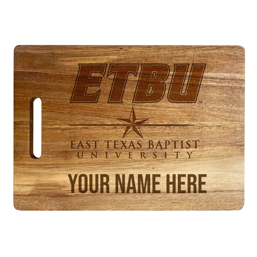 East Texas Baptist University Customizable Engraved Wooden Cutting Board 10" x 14" Acacia Wood Officially Licensed Image 2