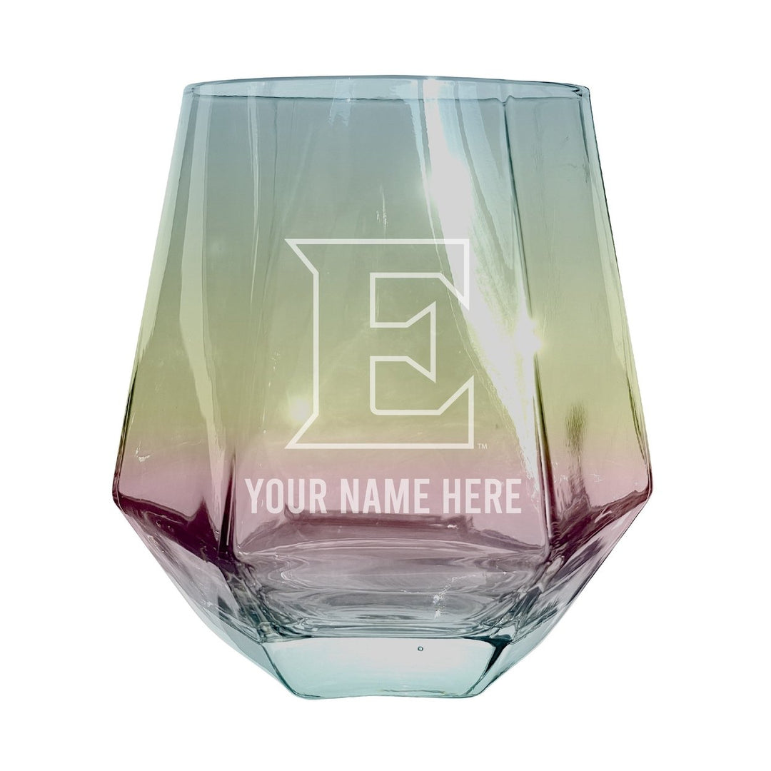 Elon University Customizable Stemless Diamond Wine Glass Engraved 10 oz Officially Licensed Collegiate Product Image 1