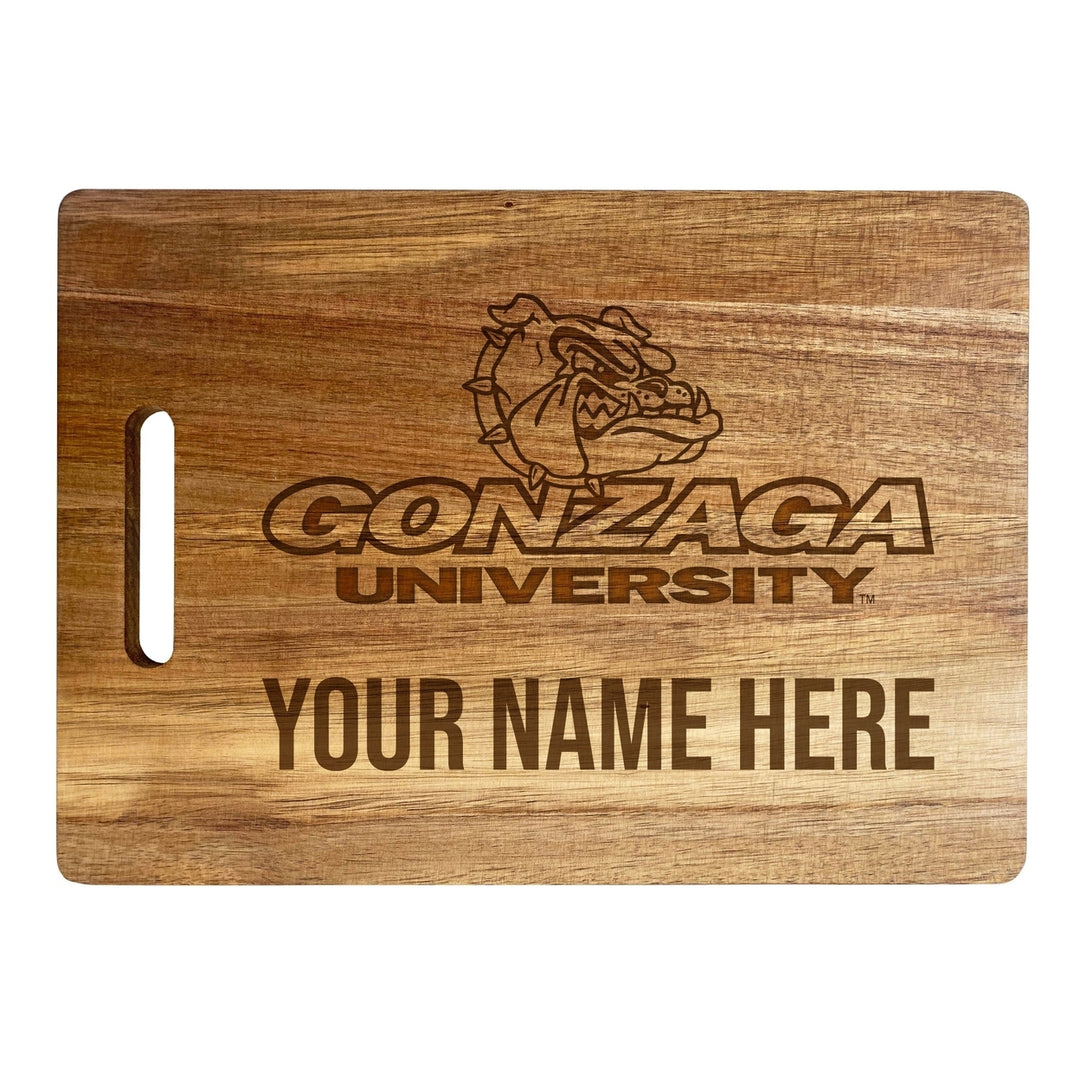 Gonzaga Bulldogs Customizable Engraved Wooden Cutting Board 10" x 14" Acacia Wood Officially Licensed Collegiate Product Image 1