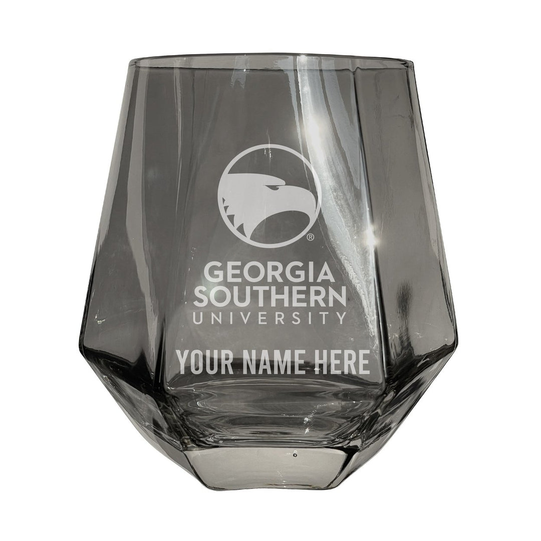 Georgia Southern Eagles Customizable Stemless Diamond Wine Glass Engraved 10 oz Officially Licensed Collegiate Product Image 1