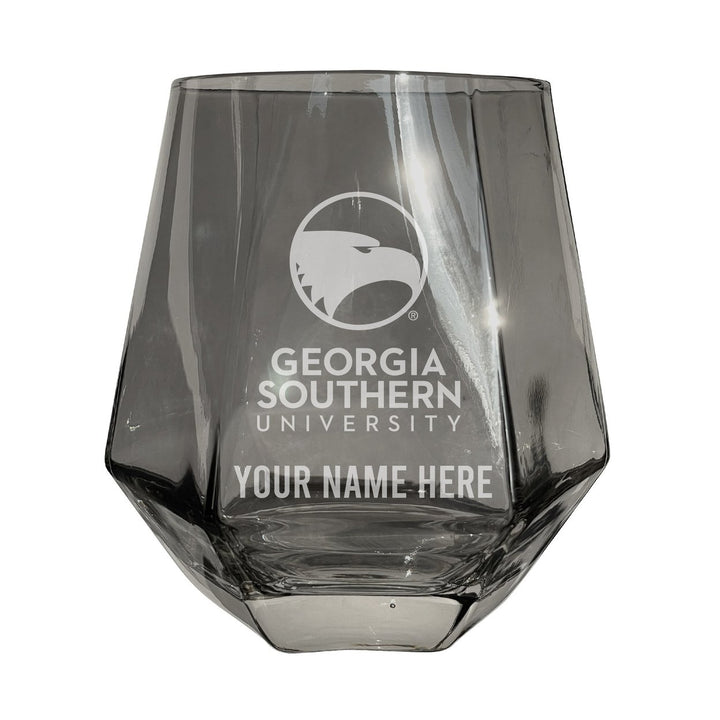 Georgia Southern Eagles Customizable Stemless Diamond Wine Glass Engraved 10 oz Officially Licensed Collegiate Product Image 1