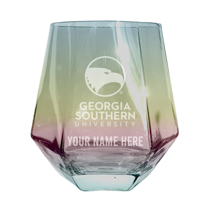 Georgia Southern Eagles Customizable Stemless Diamond Wine Glass Engraved 10 oz Officially Licensed Collegiate Product Image 3