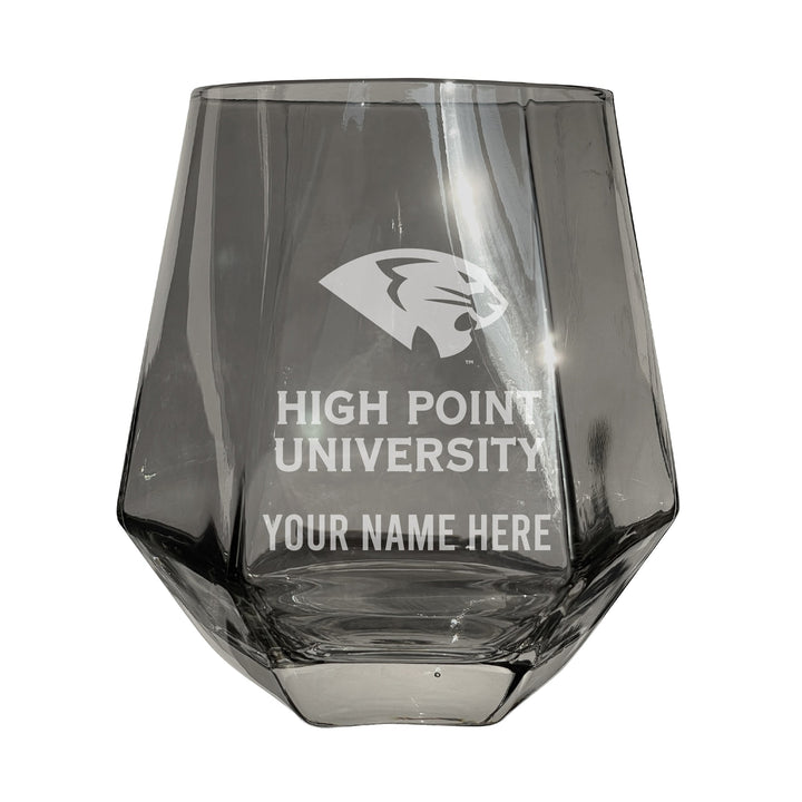 High Point University Customizable Stemless Diamond Wine Glass Engraved 10 oz Officially Licensed Collegiate Product Image 1