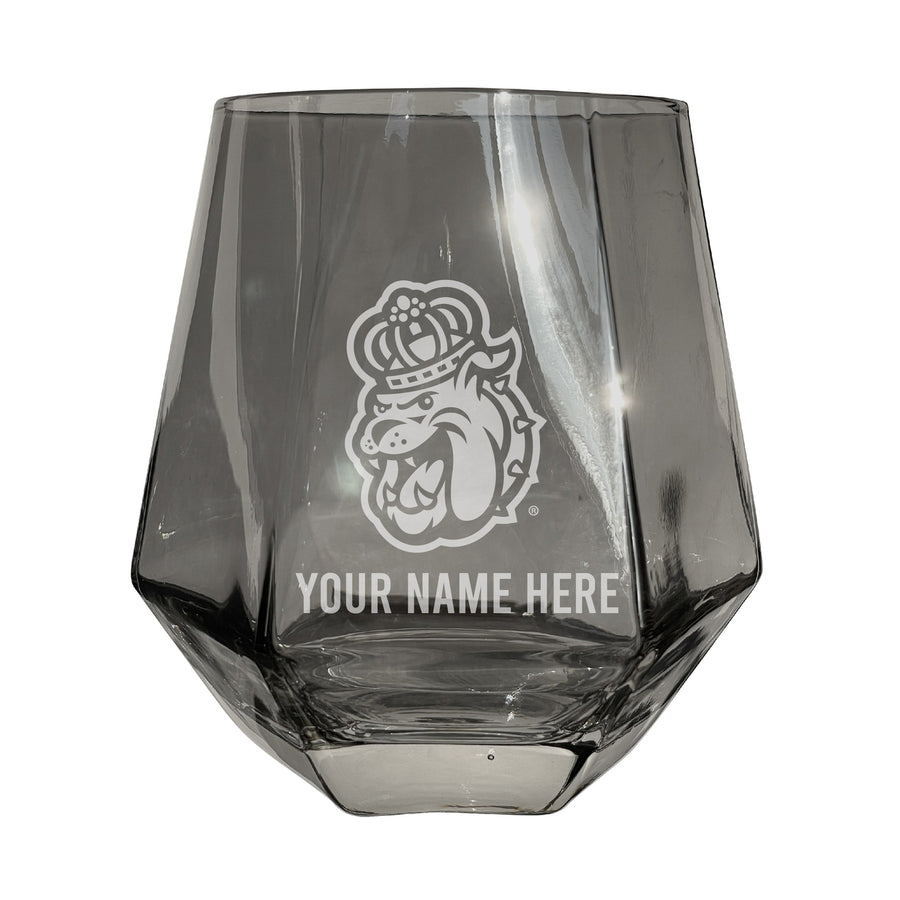 James Madison Dukes Customizable Stemless Diamond Wine Glass Engraved 10 oz Officially Licensed Collegiate Product Image 1