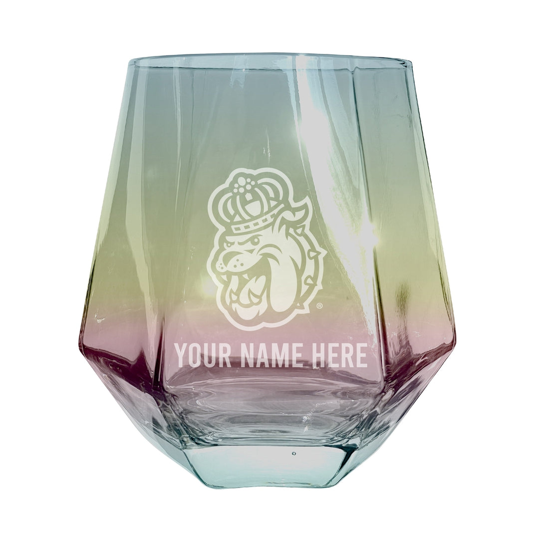 James Madison Dukes Customizable Stemless Diamond Wine Glass Engraved 10 oz Officially Licensed Collegiate Product Image 2