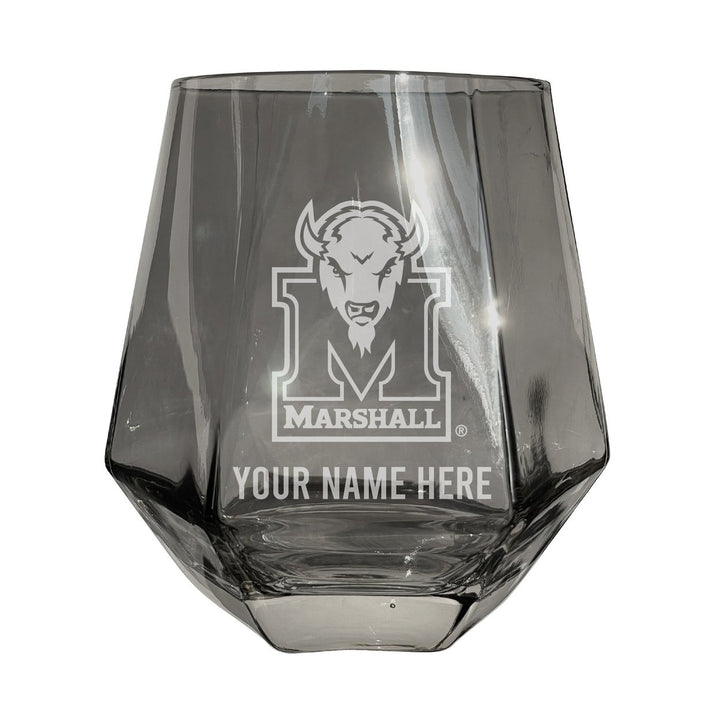 Marshall Thundering Herd Customizable Stemless Diamond Wine Glass Engraved 10 oz Officially Licensed Collegiate Product Image 1