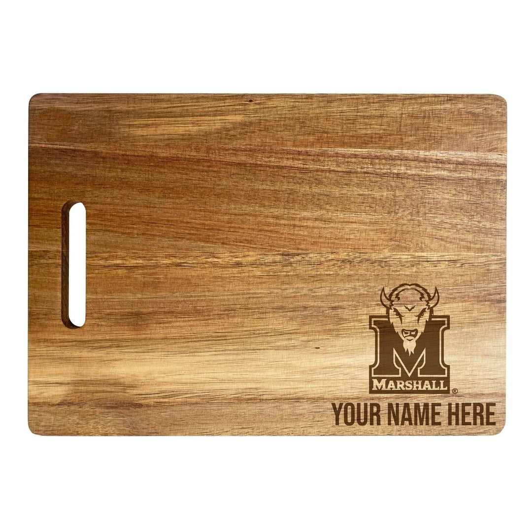 Marshall Thundering Herd Customizable Engraved Wooden Cutting Board 10" x 14" Acacia Wood Officially Licensed Collegiate Image 1