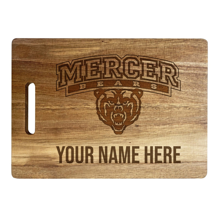 Mercer University Customizable Engraved Wooden Cutting Board 10" x 14" Acacia Wood Officially Licensed Collegiate Image 1