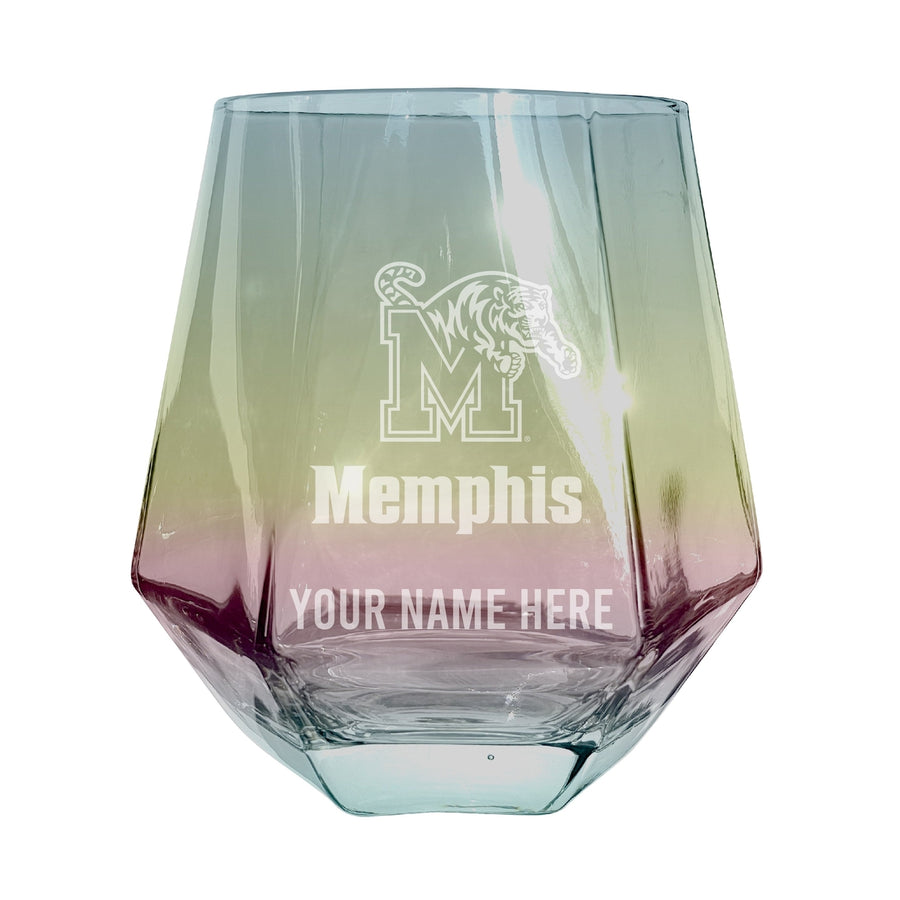 Memphis Tigers Customizable Stemless Diamond Wine Glass Engraved 10 oz Officially Licensed Collegiate Product Image 1