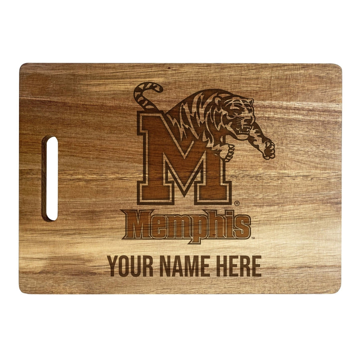 Memphis Tigers Customizable Engraved Wooden Cutting Board 10" x 14" Acacia Wood Officially Licensed Collegiate Product Image 2