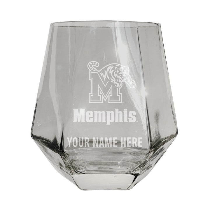 Memphis Tigers Customizable Stemless Diamond Wine Glass Engraved 10 oz Officially Licensed Collegiate Product Image 1