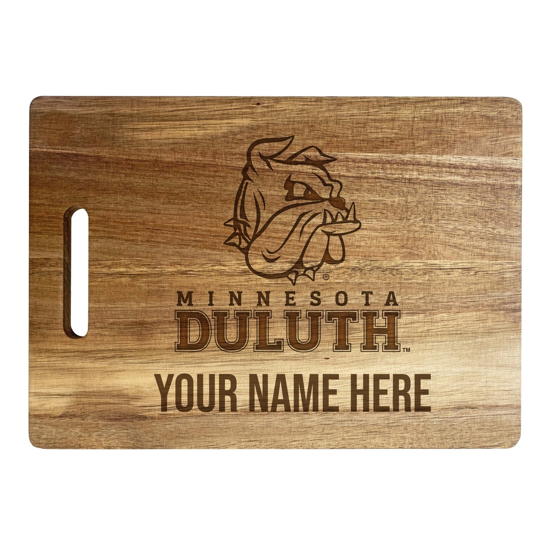 Minnesota Duluth Bulldogs Customizable Engraved Wooden Cutting Board 10" x 14" Acacia Wood Officially Licensed Image 2