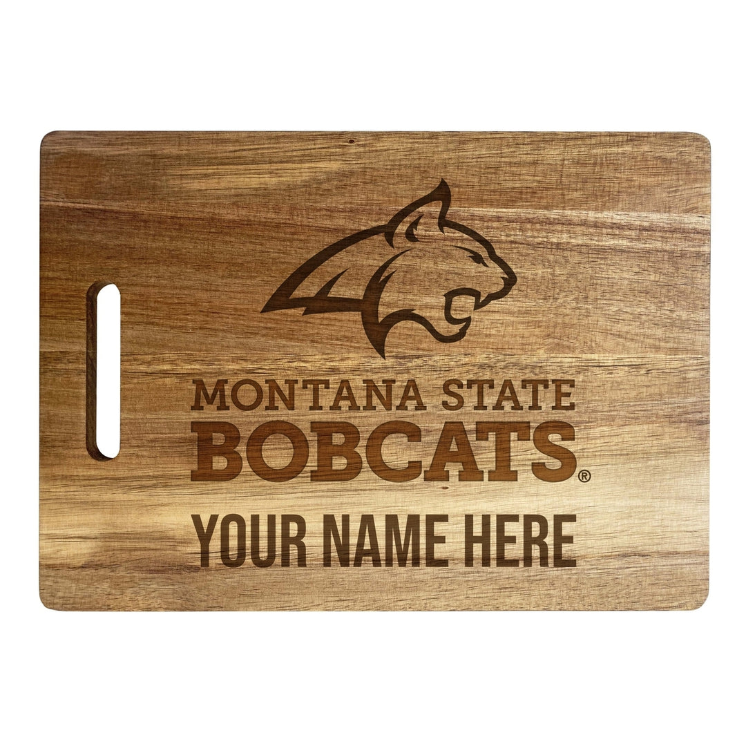 Montana State Bobcats Customizable Engraved Wooden Cutting Board 10" x 14" Acacia Wood Officially Licensed Collegiate Image 1