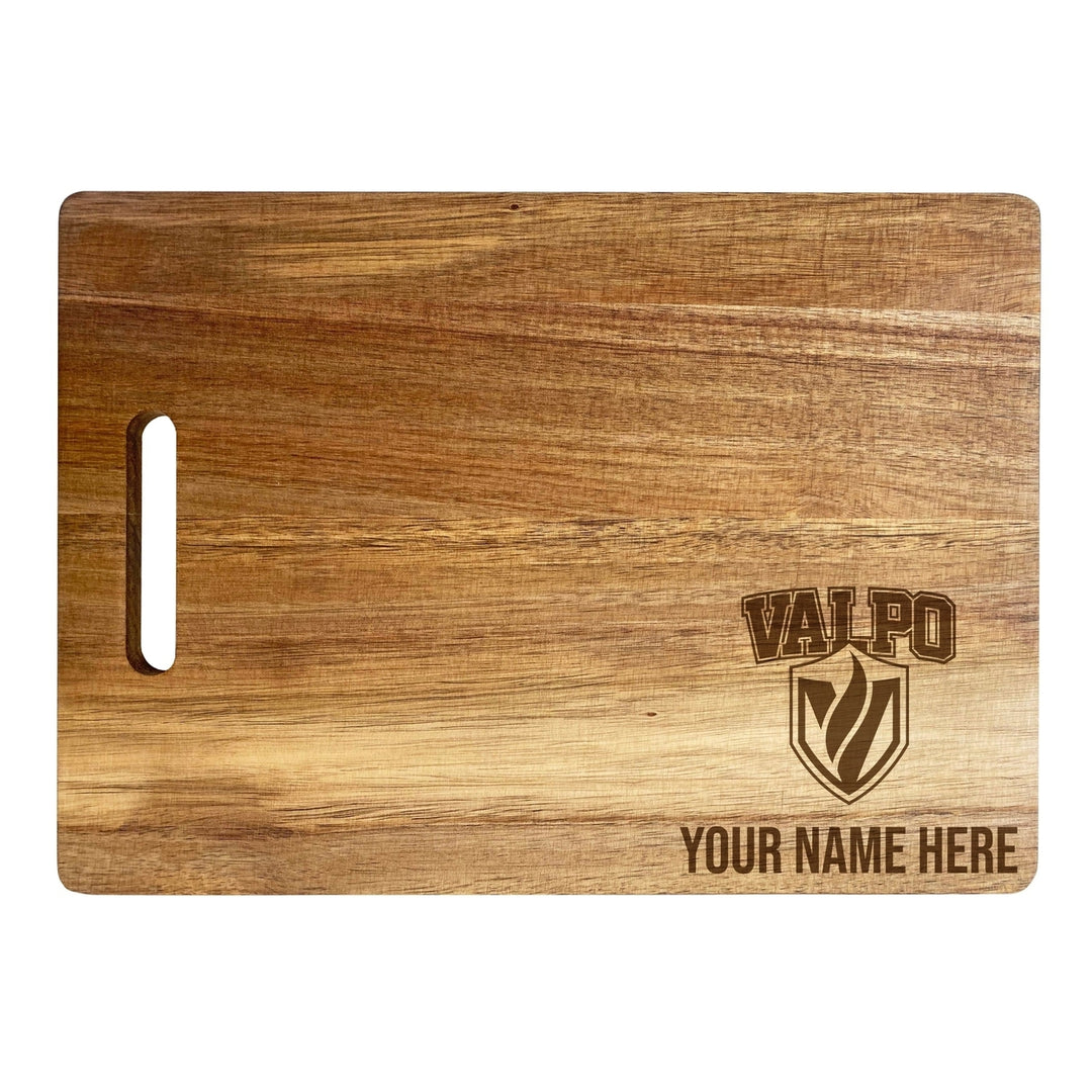 Valparaiso University Customizable Engraved Wooden Cutting Board 10" x 14" Acacia Wood Officially Licensed Collegiate Image 2