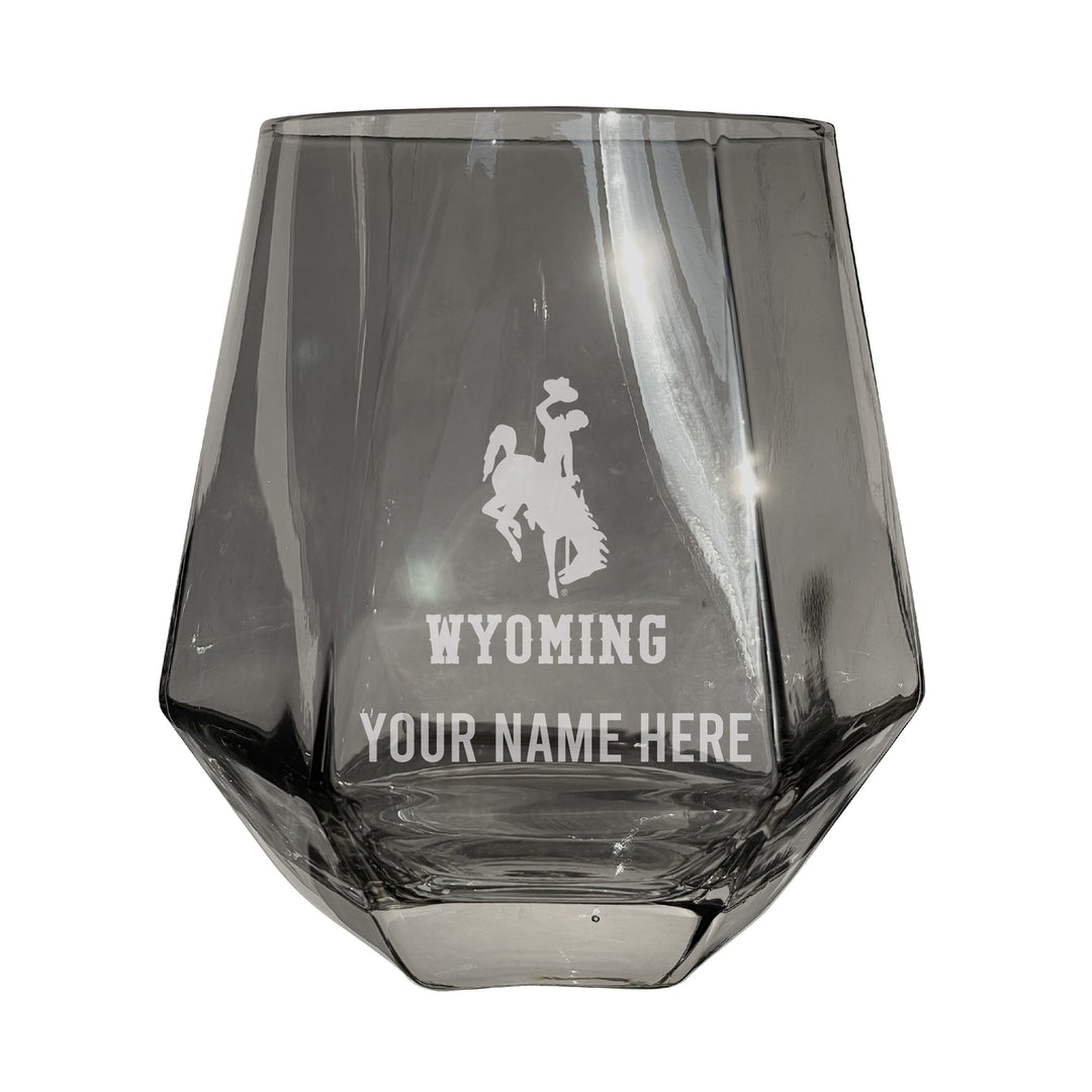 Wyoming Cowboys Customizable Stemless Diamond Wine Glass Engraved 10 oz Officially Licensed Collegiate Product Image 1