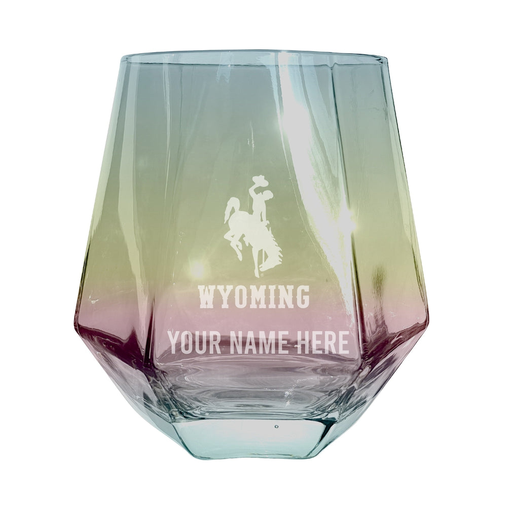 Wyoming Cowboys Customizable Stemless Diamond Wine Glass Engraved 10 oz Officially Licensed Collegiate Product Image 2