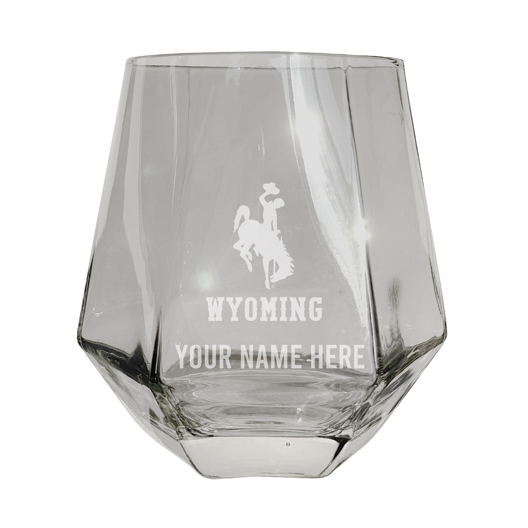 Wyoming Cowboys Customizable Stemless Diamond Wine Glass Engraved 10 oz Officially Licensed Collegiate Product Image 3