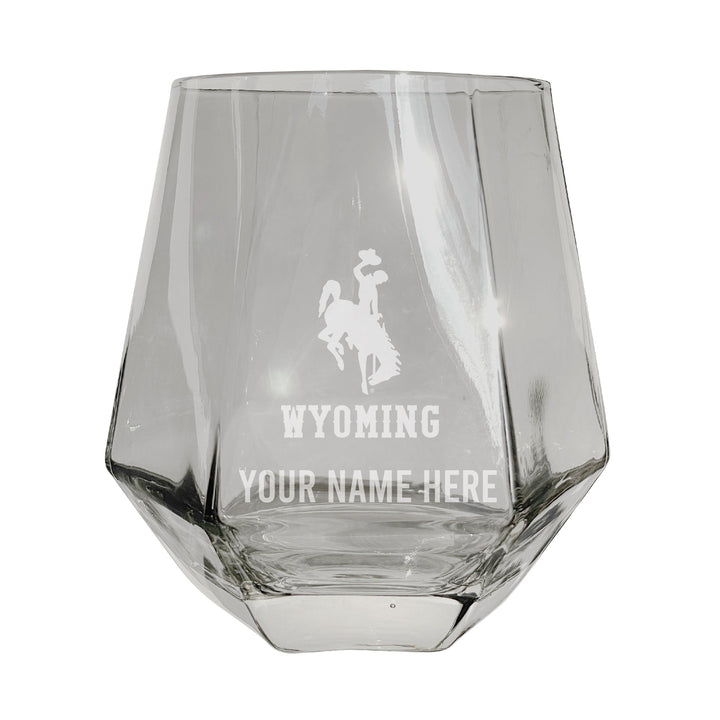 Wyoming Cowboys Customizable Stemless Diamond Wine Glass Engraved 10 oz Officially Licensed Collegiate Product Image 3