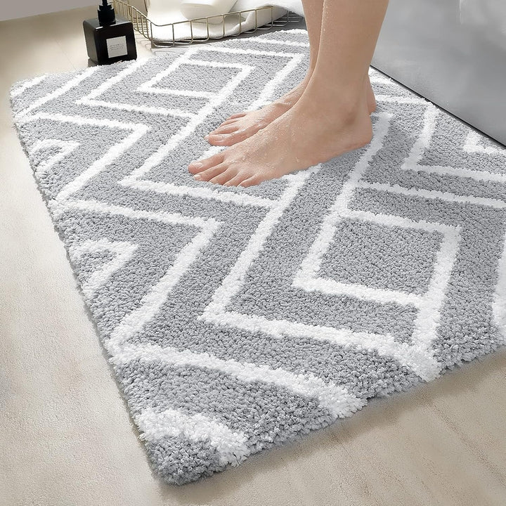 Bathroom Rugs Bath Mats,16X24,Quick Dry and Non Slip Bath Mat for Shower Tub Sink,Light Gray Image 1