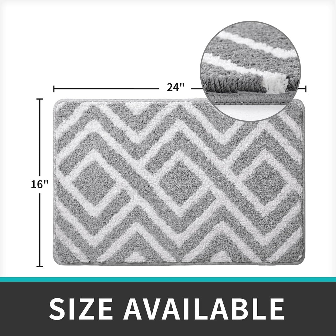 Bathroom Rugs Bath Mats,16X24,Quick Dry and Non Slip Bath Mat for Shower Tub Sink,Light Gray Image 2