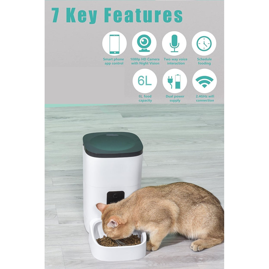 Automatic Pet Feeder with Camera, App Control, and Voice Recorder - 6L Capacity Image 7