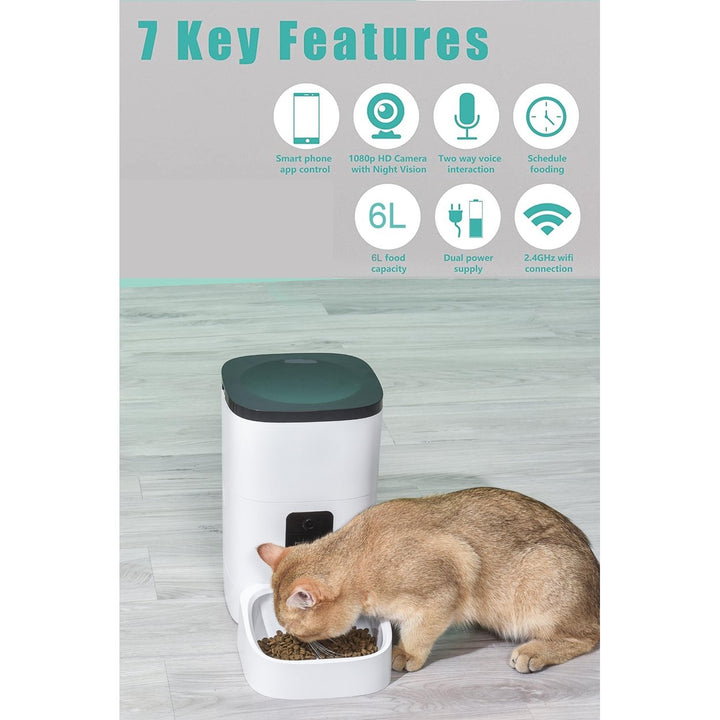 Automatic Pet Feeder with Camera, App Control, and Voice Recorder - 6L Capacity Image 7