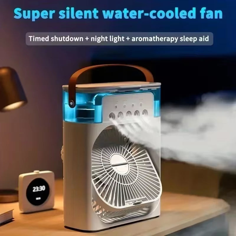 Water Mist Electric Fan Air Humidifier LED Night Light Suitable for Families Portable Air Conditioner Triple Cooler Image 2